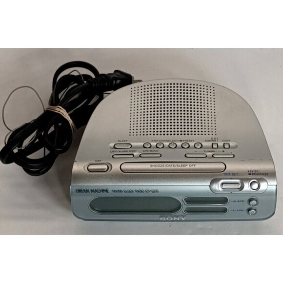 Sony ICF-C273 LIV Dream Machine Dual Alarm Clock AM FM Radio Silver Tested - Picture 2 of 9